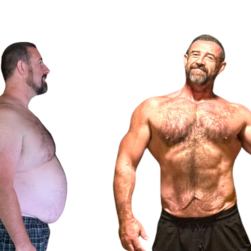 Coyote before and after his body transformation
