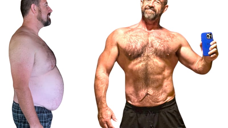 Coyote before and after his body transformation